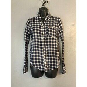 Hollister, blue and white plaid button up shirt